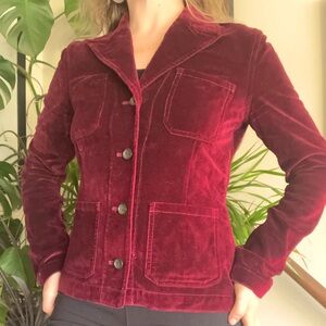 Lucky Brand Burgundy Red Velvet Blazer S